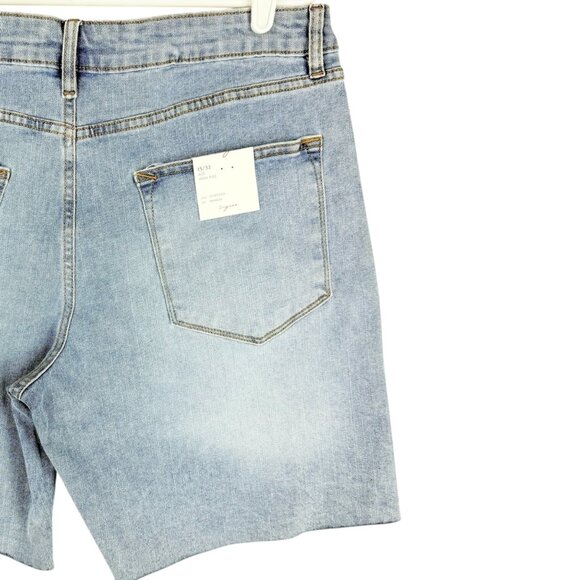 Vigoss Women's Ace High Rise Stretch Raw Hem Denim Bermuda Shorts Size 15/32 NWT - Picture 3 of 11